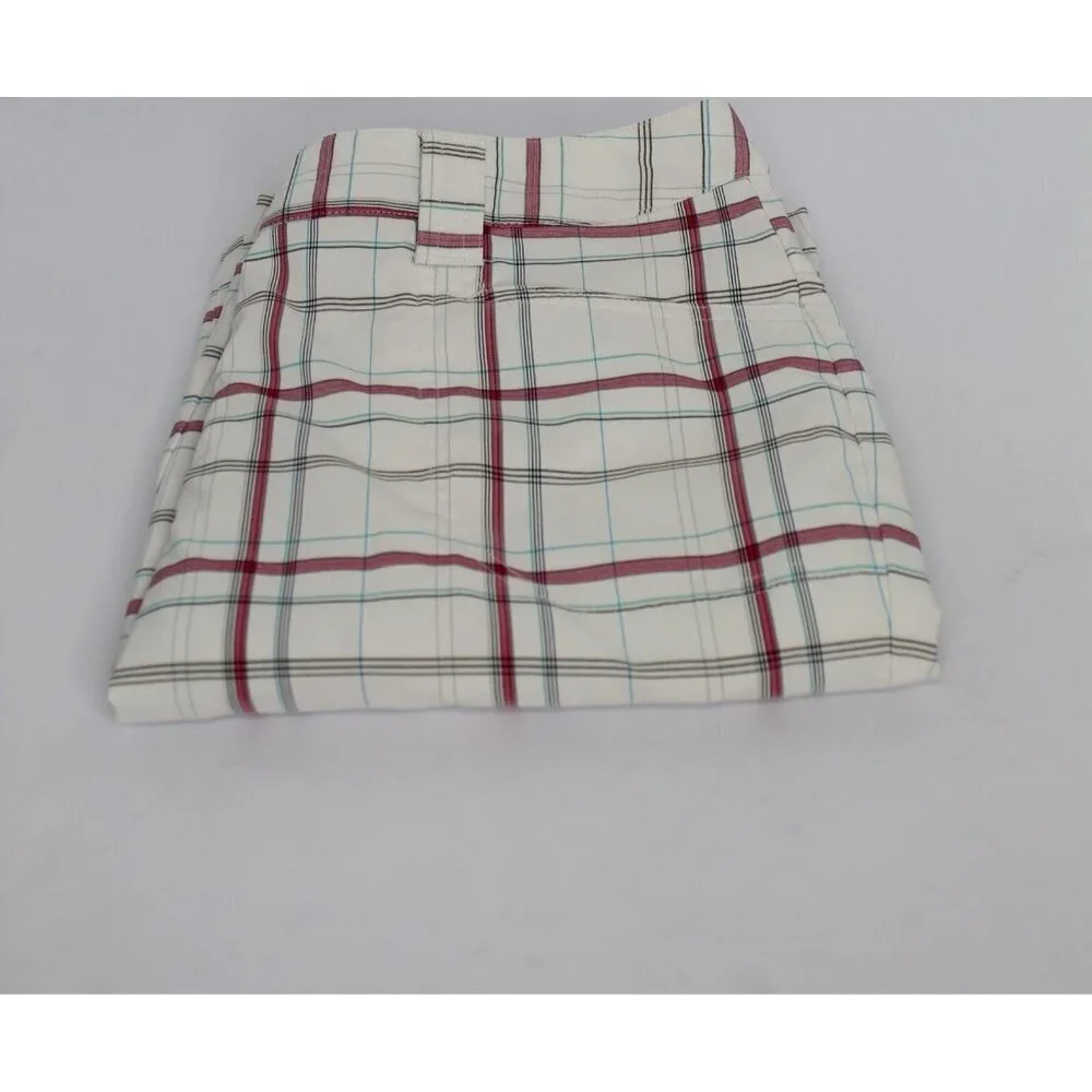 SLAZENGER Plaid Golf‎ Shorts Women's 6 White Pink Athletic Stretchy Pickleball